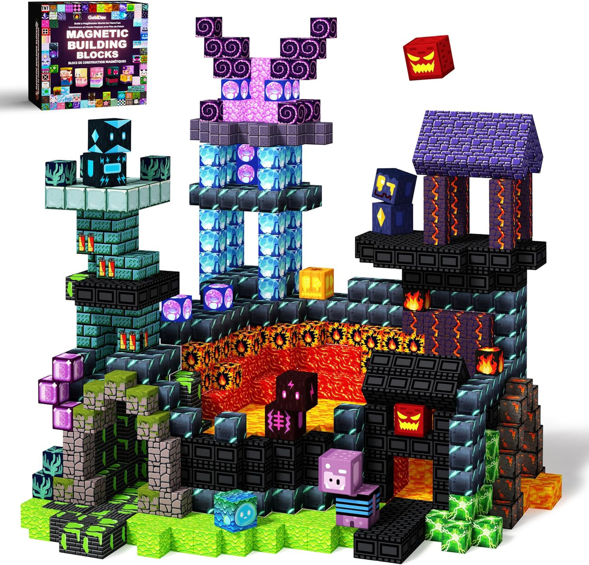 GobiDex 200 bloques de construcción magnéticos para niños y niñas a partir