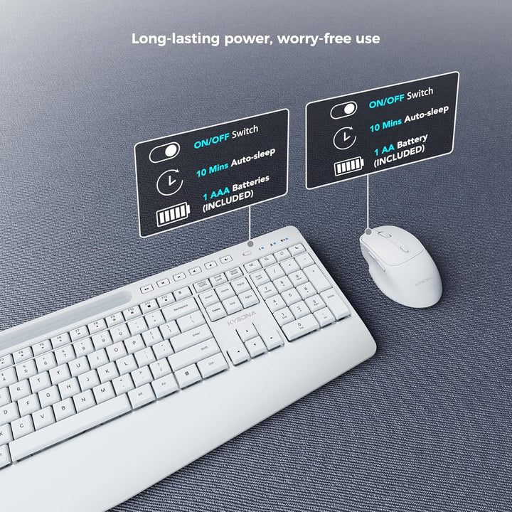 KYSONA Combo de teclado y mouse inalámbricos, teclado inalámbrico d...