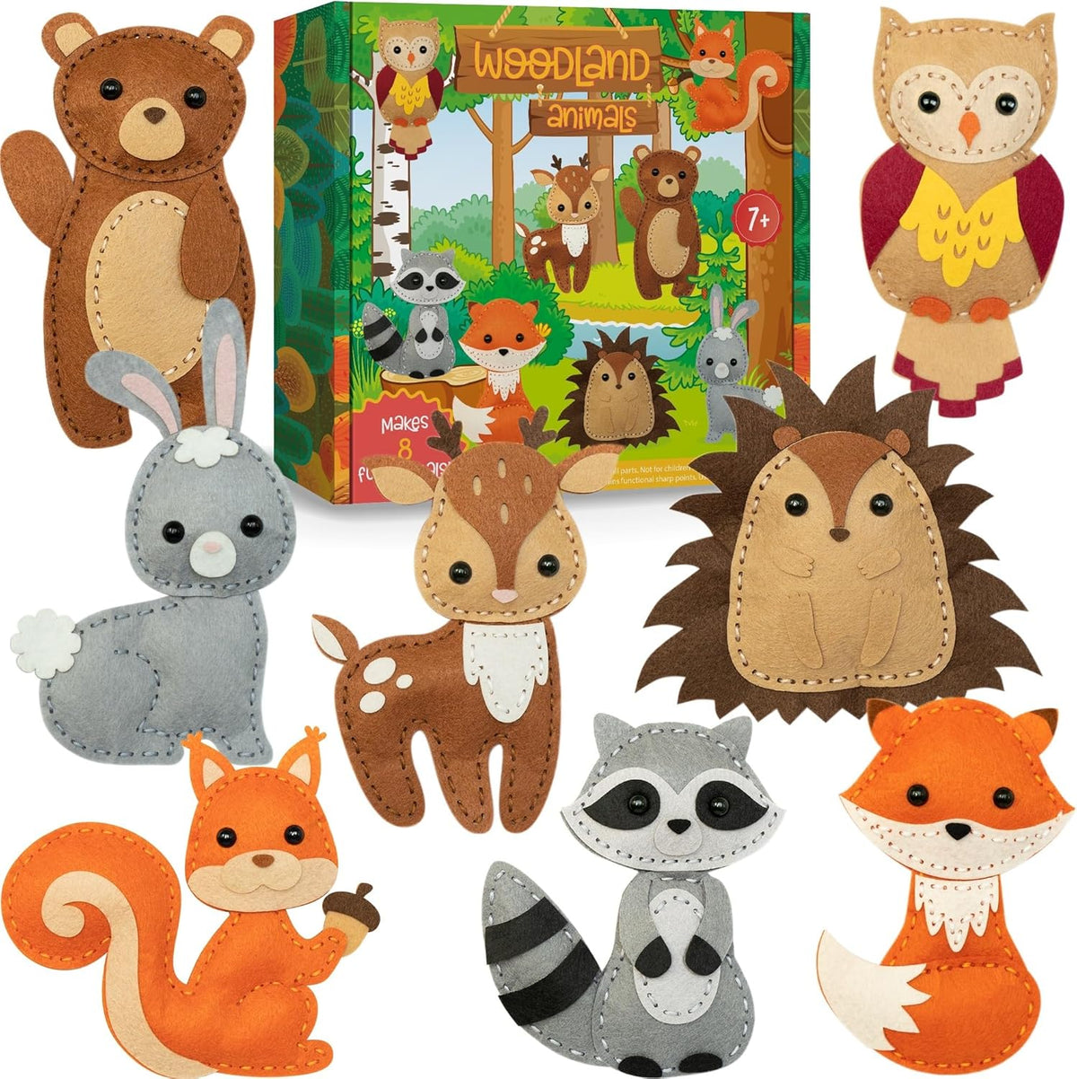 Craftorama Kit de costura para niños, divertido y educativo juego de manualidades de animales para niños y niñas de 7 a 12 años, kit de manualidades para principiantes, juego de 165 piezas