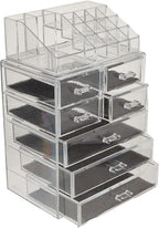 Sorbus Organizador de maquillaje, juego de 2 piezas acrílicas de 7 cajones