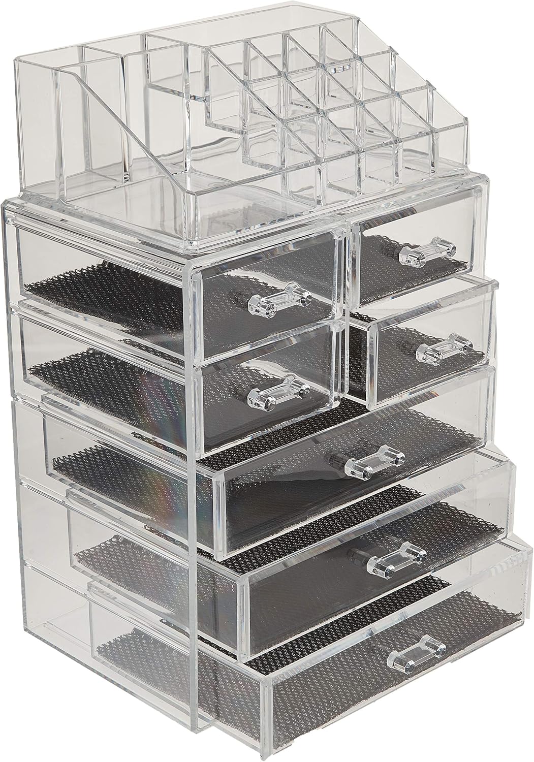 Sorbus Organizador de maquillaje, juego de 2 piezas acrílicas de 7 cajones