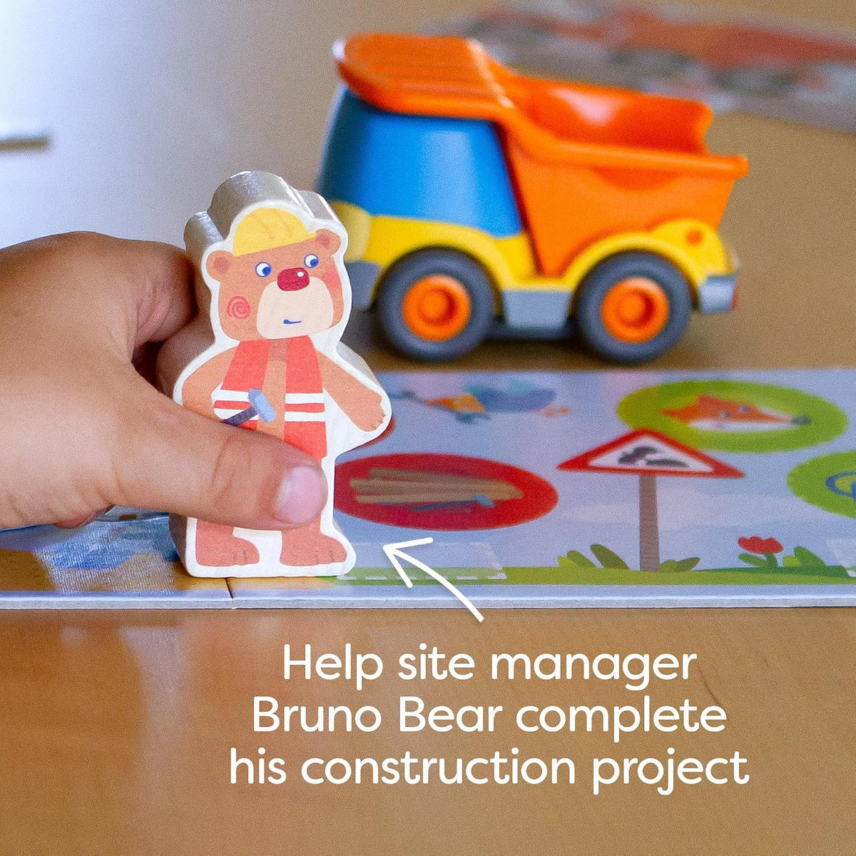 HABA My Very First Games Building Site, un juego de aprendizaje cooperativo para niños, actividades de aprendizaje y juegos para niños de más de 2 años con camión de juguete incluido