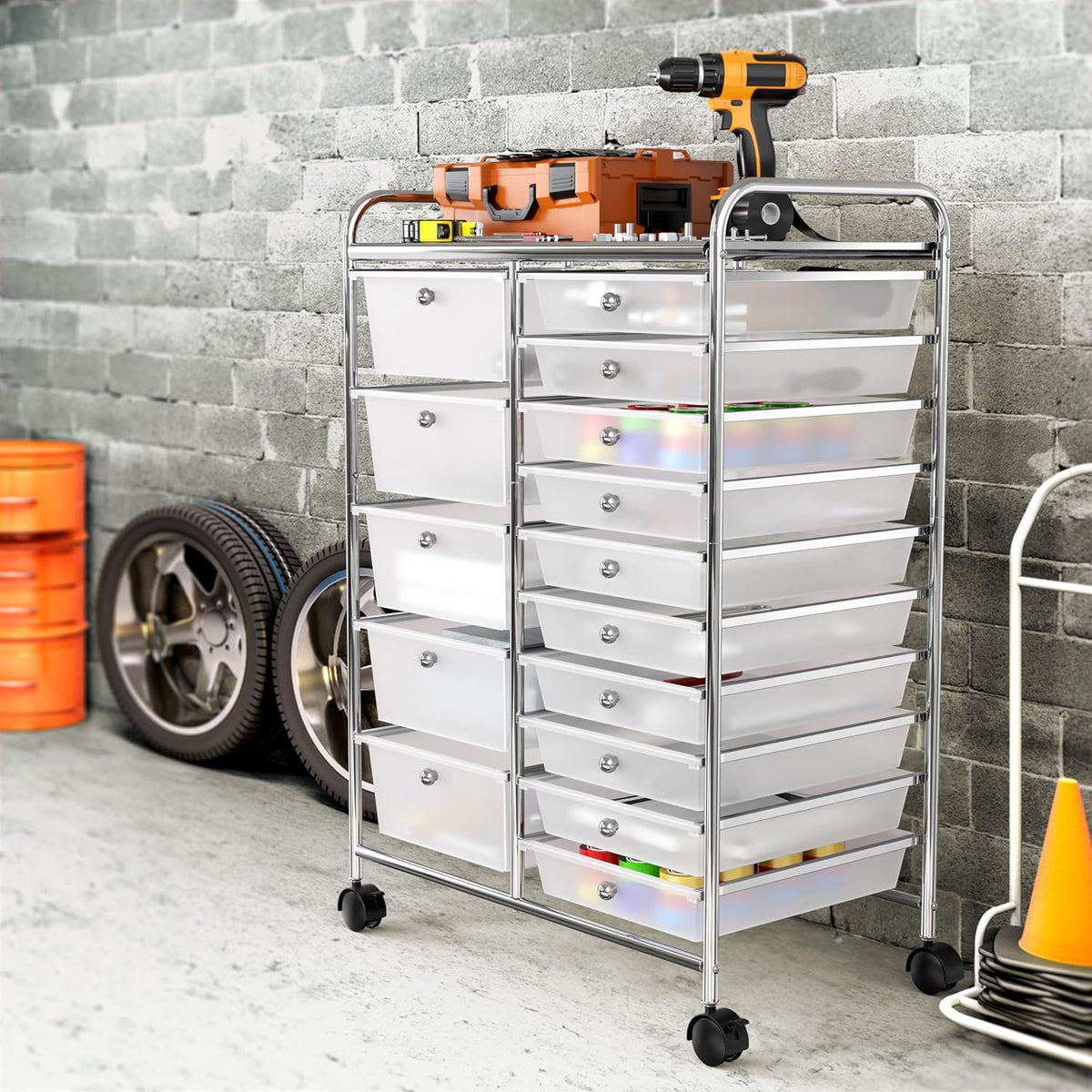 Lámpara Simple Houseware Carrito utilitario con ruedas de 15 cajones