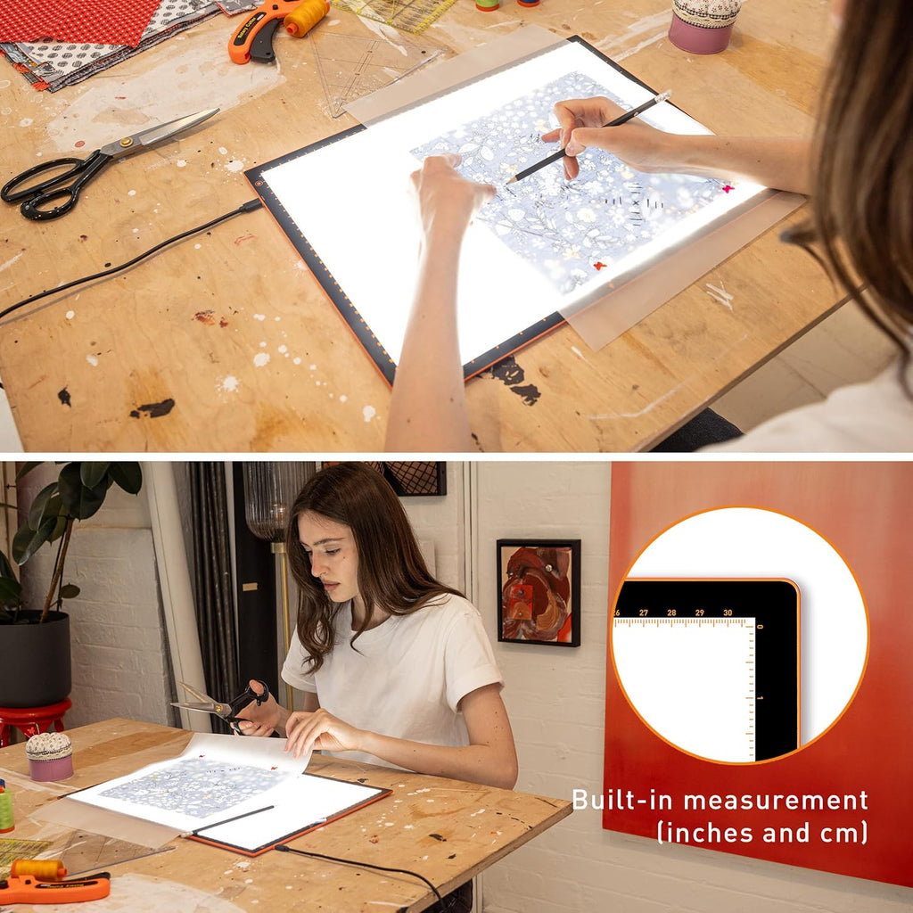 Wafer 2 Lightbox - Almohadilla de luz A3 para trazar, dibujar, dibujar y pintar - Regulable con brillo ajustable - Caja de luz de seguimiento para artistas blanco/gris