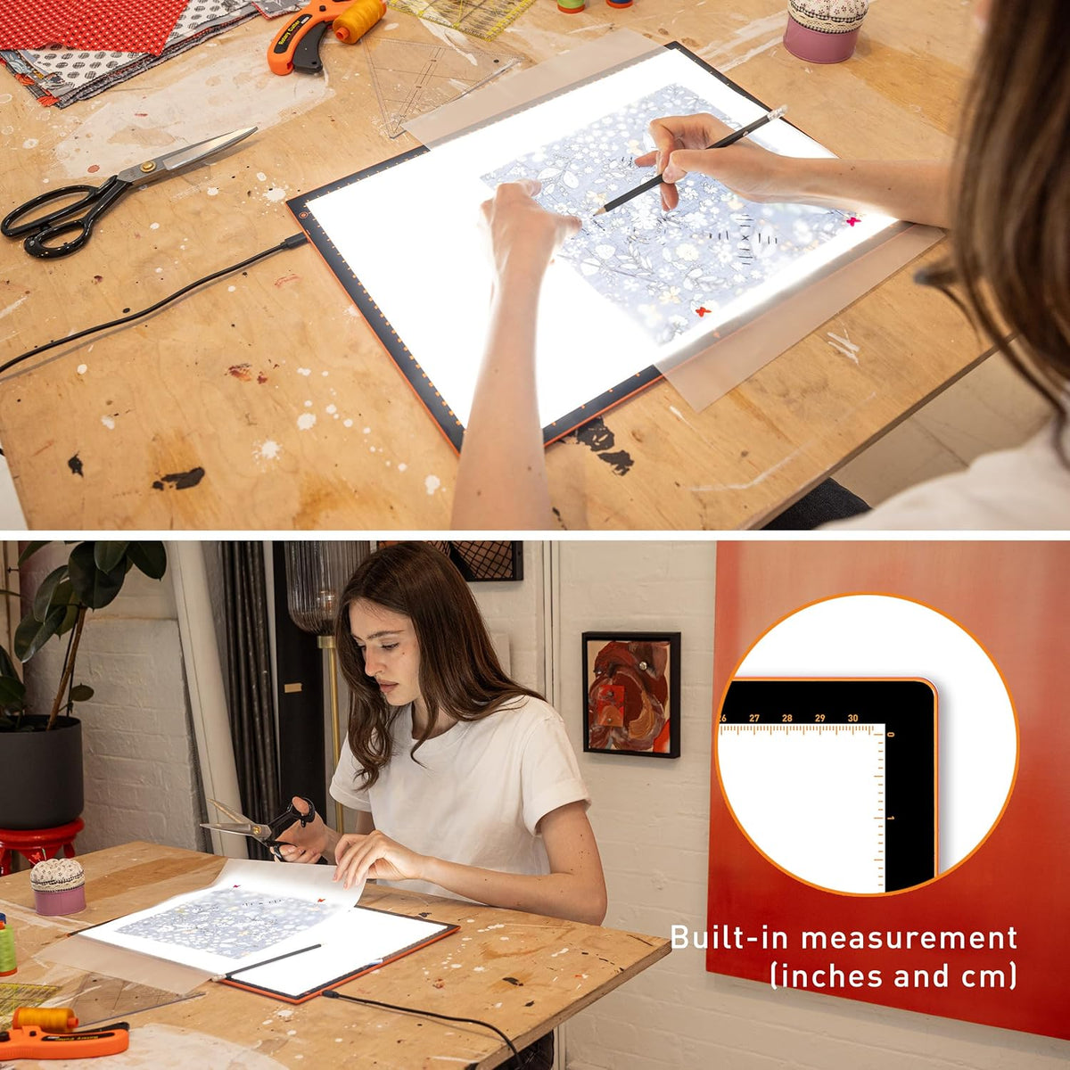 Wafer 2 Lightbox - Almohadilla de luz A3 para trazar, dibujar, dibujar y pintar - Regulable con brillo ajustable - Caja de luz de seguimiento para artistas blanco/gris