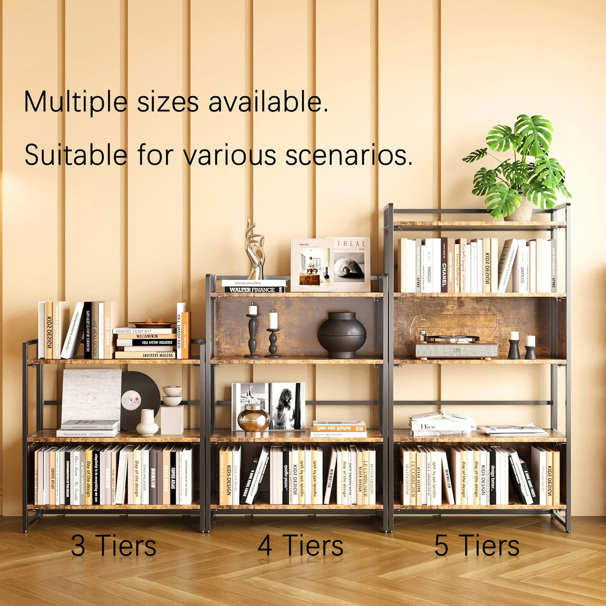 Estantería plegable de 3 niveles sin montaje, 32.68 pulgadas de alto