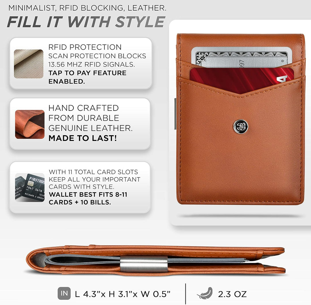 Suavell Billeteras delgadas para hombres. Cartera plegable minimali...