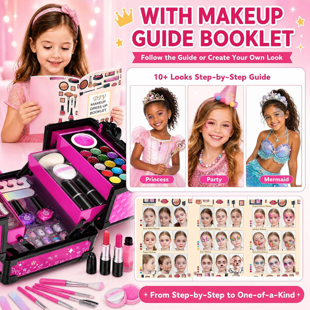 Kit de 59 juguetes de maquillaje para niñas, no tóxico, juego de simulación