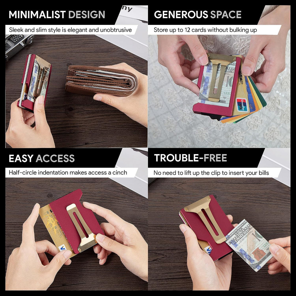Cartera pequeña minimalista para mujer, funda para tarjetas de crédito RFID