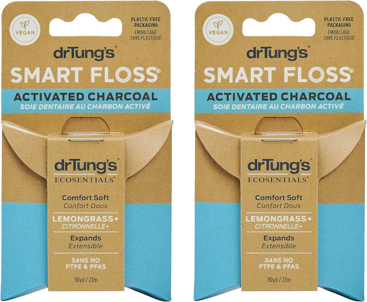 DrTung's Hilo dental de carbón activado vegano, hilo dental nat...