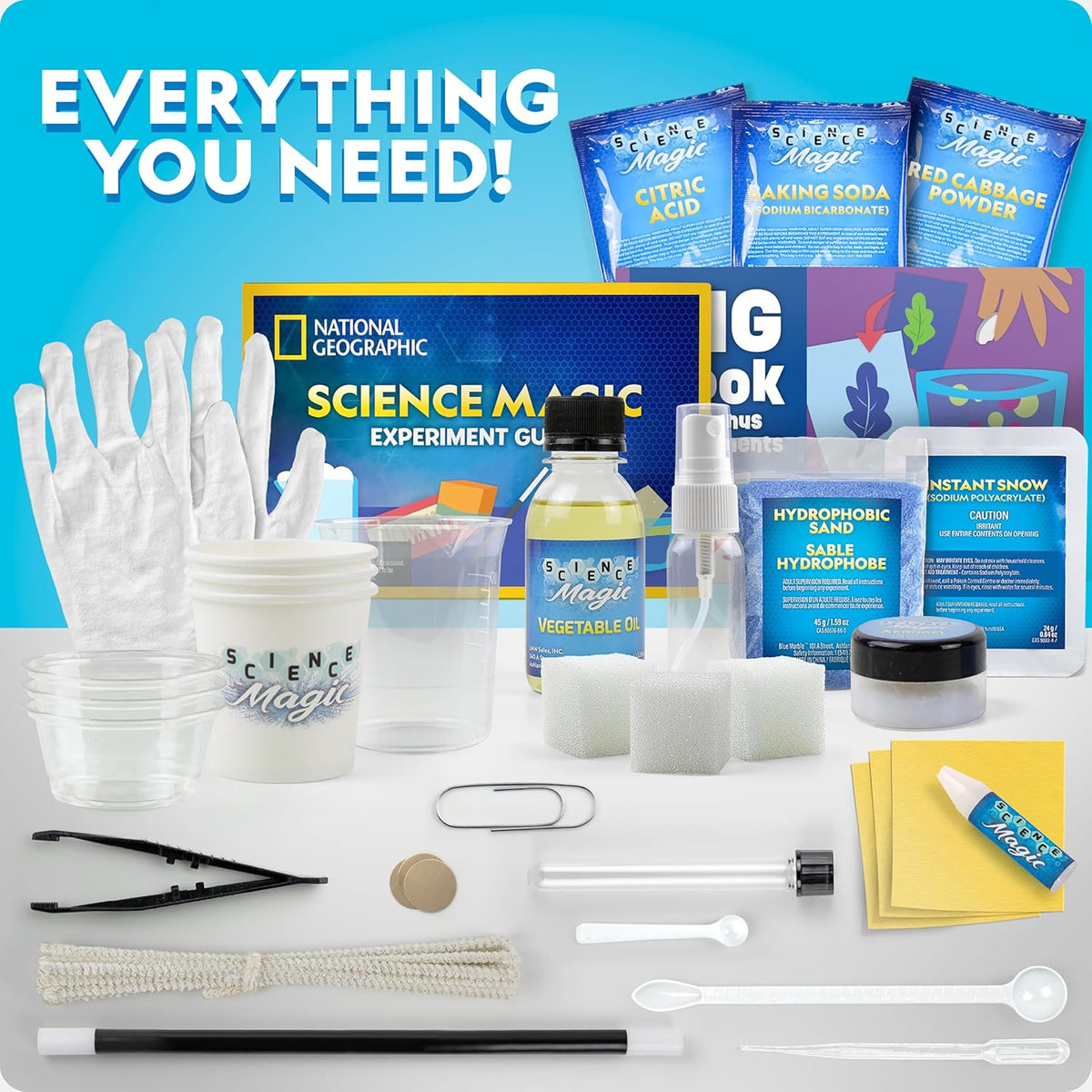 National Geographic - Kit de ciencia mágica para niños con más de 100 experimentos únicos y trucos de magia, juego de química y proyecto STEM, un gran regalo