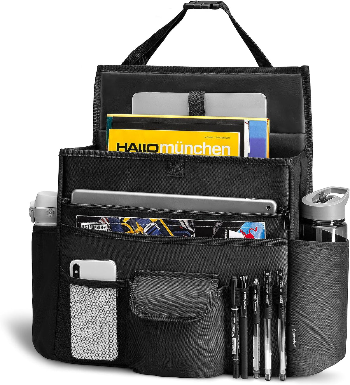 Elantrip Organizador de asiento delantero de automóvil, almacenamiento de asiento trasero con correas ajustables, organizadores de asiento de camión para entrega, archivo de oficina, asiento de