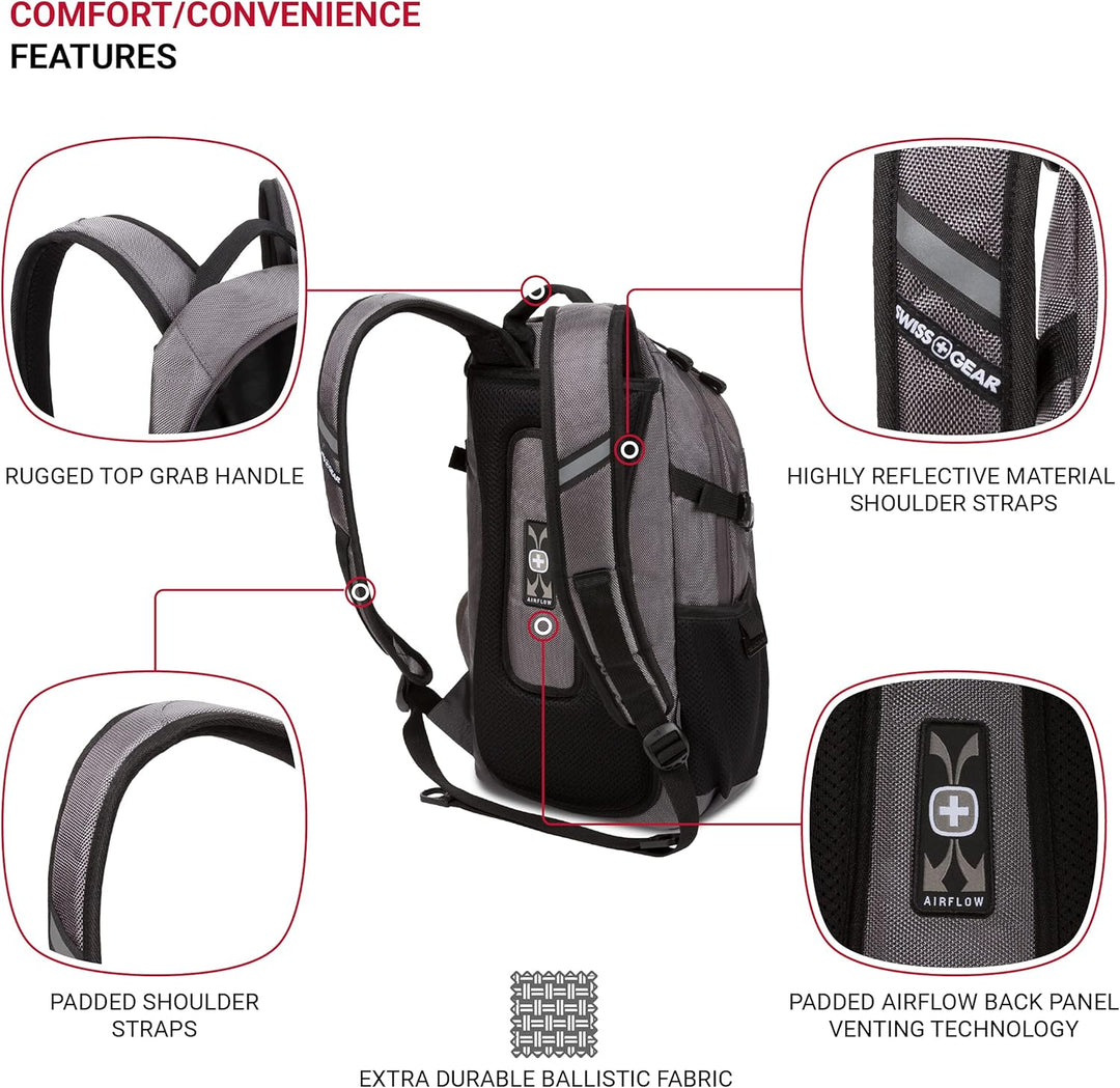 SwissGear 3598 Mochila de Día Estrecha, gris Ballistic