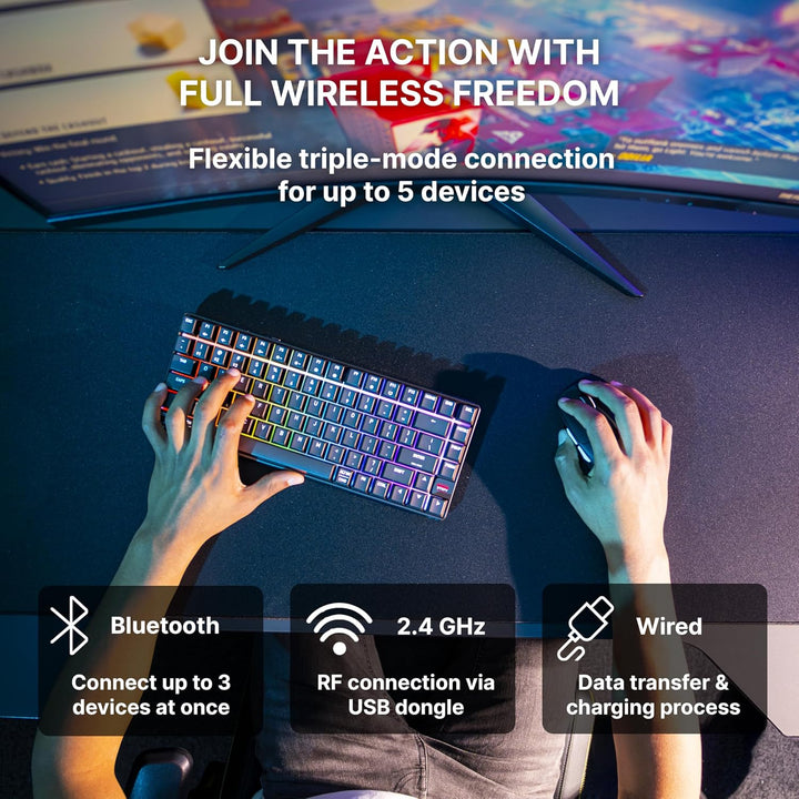 CHERRY XTRFY K33 - Teclado compacto inalámbrico, 75% Mem-chanical p...