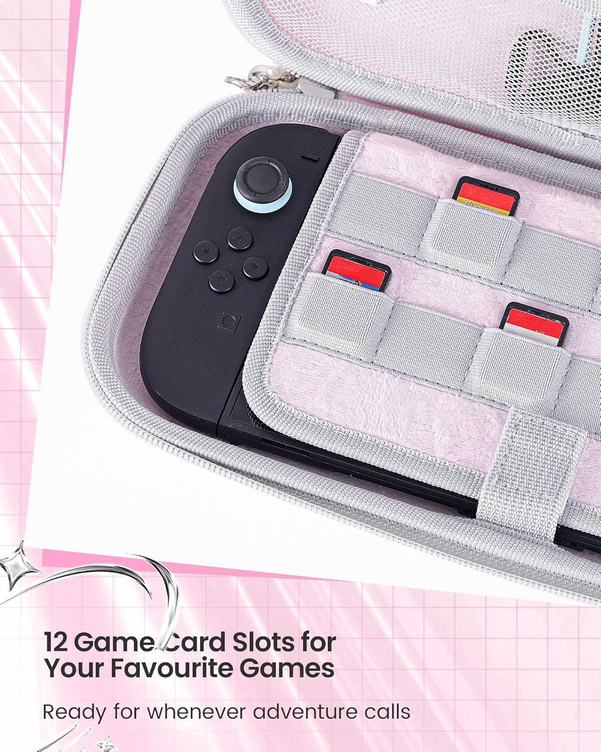 Kuitmor Funda de transporte compatible con Switch 2 (2025), bolsa de almacenamiento rígida con delicada cadena de mano, funda portátil para consola de juegos Switch 2 - HLK