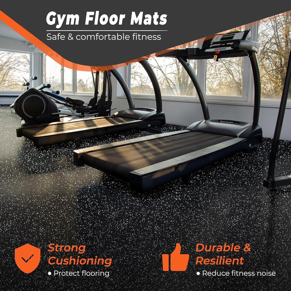 SUPERJARE 0.4'' Thick 24 Pcs 96 Sq Ft Rubber Top Exercise Equipment Mats