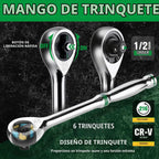 Conjunto de dados de 1/2" de SK con llave dinamométrica de 216-P, 23 piezas, enchufes SAE y métricos