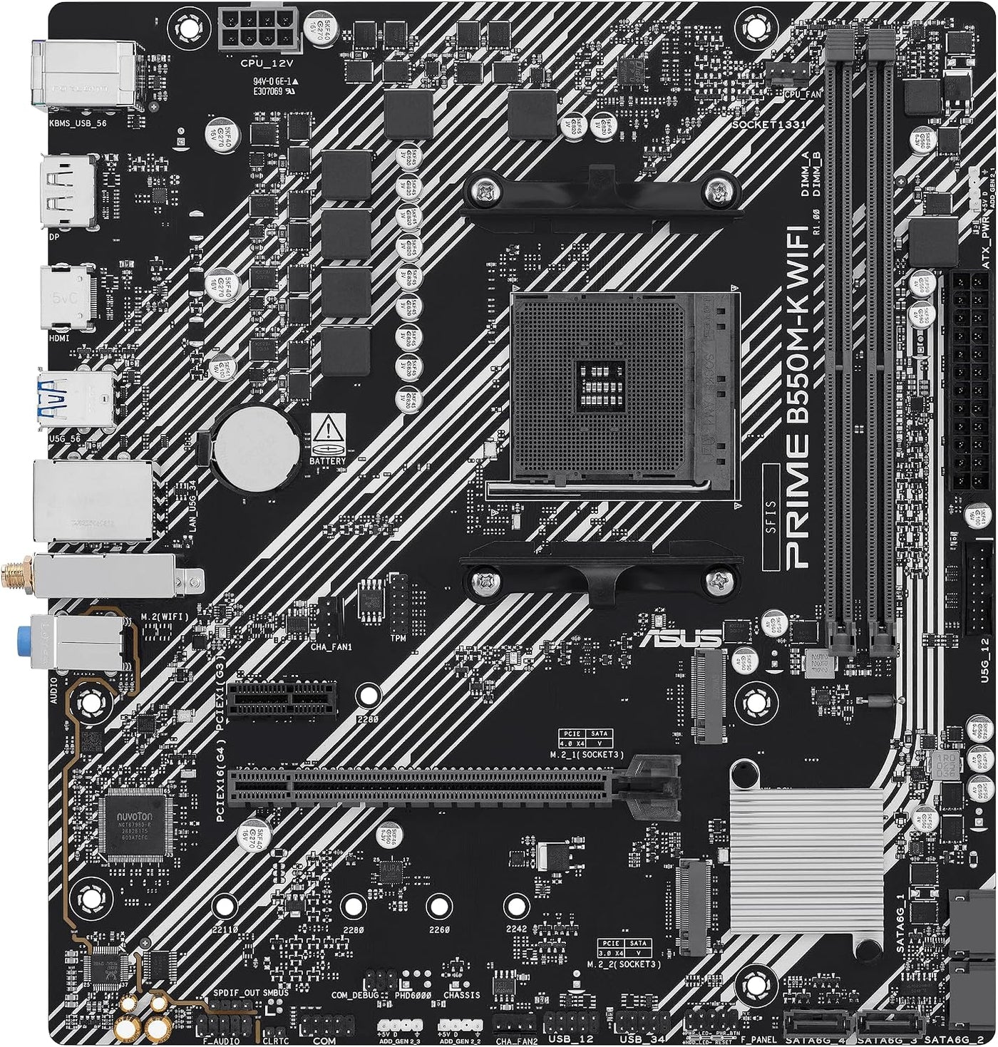 Placa base ASUS Prime B550M-K WiFi AM4 mATX, DDR4, PCIe 4.0, 2xM.2,...