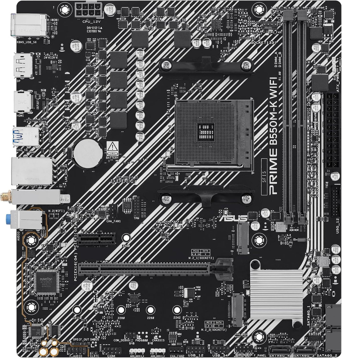 ASUS Prime B550M-K WiFi AM4 mATX placa base, DDR4, PCIe 4.0, 2xM.2, WiFi 6, PRIME B550M-A AC