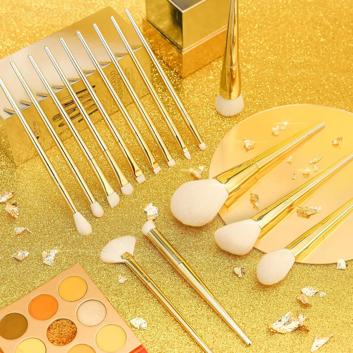 DUcare Juego de 15 brochas de maquillaje con soporte, brochas sinté...