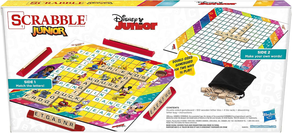 Hasbro Gaming Scrabble Junior: Edición Disney Junior Juego de mesa para niños | Tablero de juego de doble cara | Juego de palabras de combinación | Regalos de regreso a clases | De 5 años en adelante