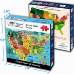Think2Master Colorido mapa de Estados Unidos 1000 piezas rompecabezas para mayores de 13 años, adultos y familias. Gran regalo educativo para el interés en el mapa de EE. UU. Tamaño: 26.8 "x 18.9"