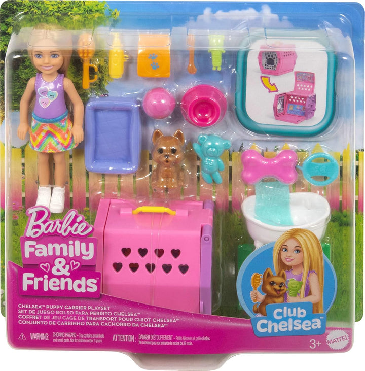 Barbie Chelsea - Juego de transporte para cachorros, muñeca pequeña...