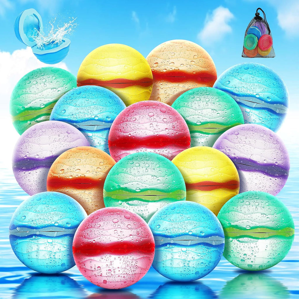 Globos de agua reutilizables, bolas de agua magnéticas recargables autosellables, juguetes de agua para piscina y playa, juguetes de verano al aire libre para niños a partir de 3 años (16 unidades)