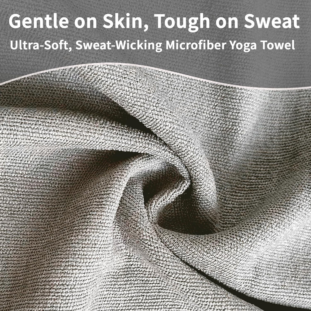 Paquete de 2 toallas antideslizantes para esterilla de yoga caliente con puntos de agarre, 72 x 24 pulgadas, toalla de microfibra súper absorbente para yoga caliente, pilates, entrenamiento