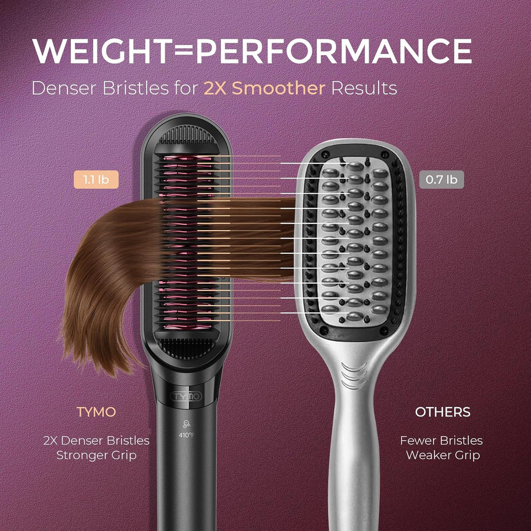 TYMO Cepillo alisador de pelo 2 en 1, 656.2 ft de iones para mujer,...