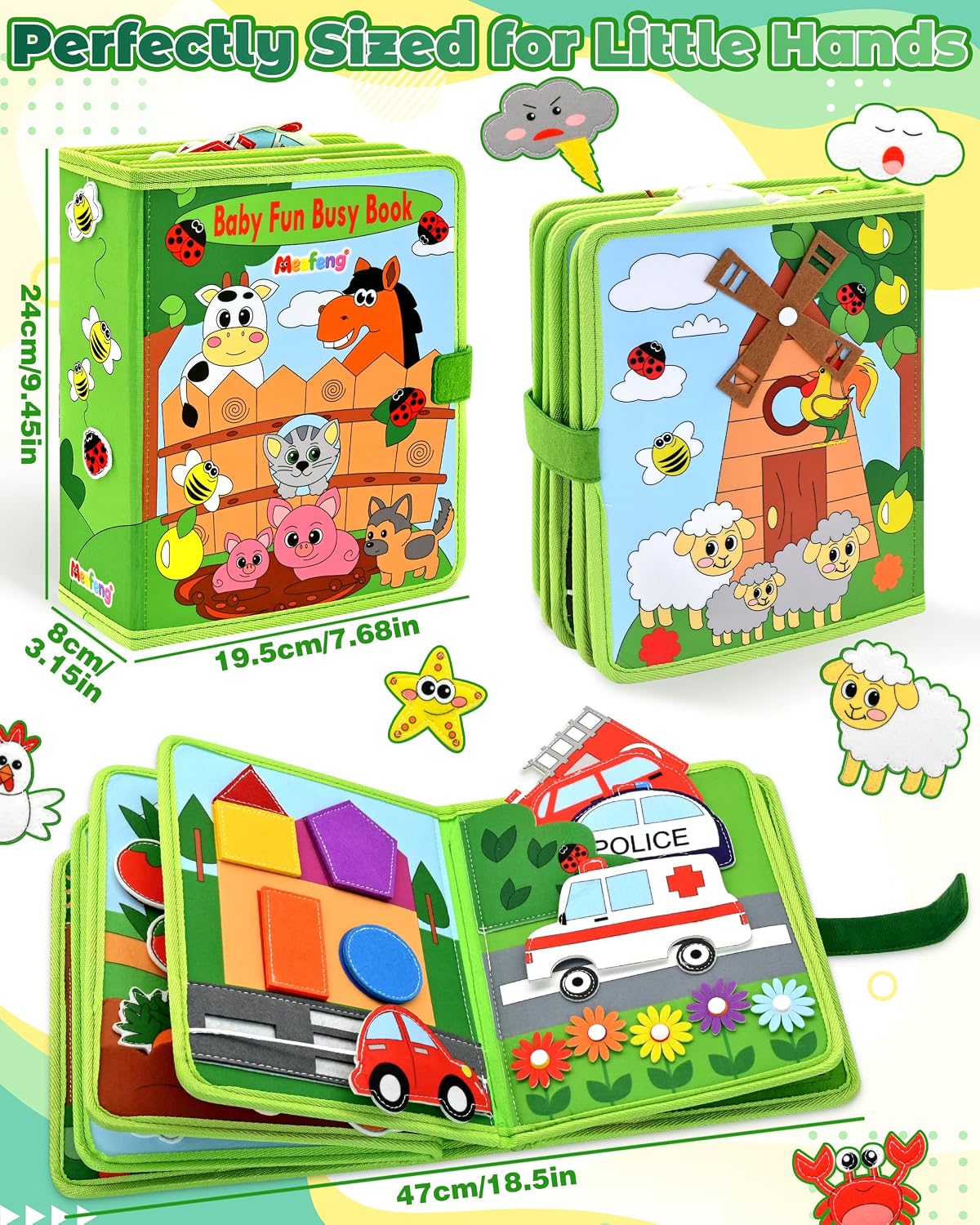 Tablero de actividades para niños pequeños, libro de actividades de