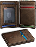 BULLIANT Billetera delgada de cuero para hombre 12 tarjetas cierre magnético bloqueo RFID