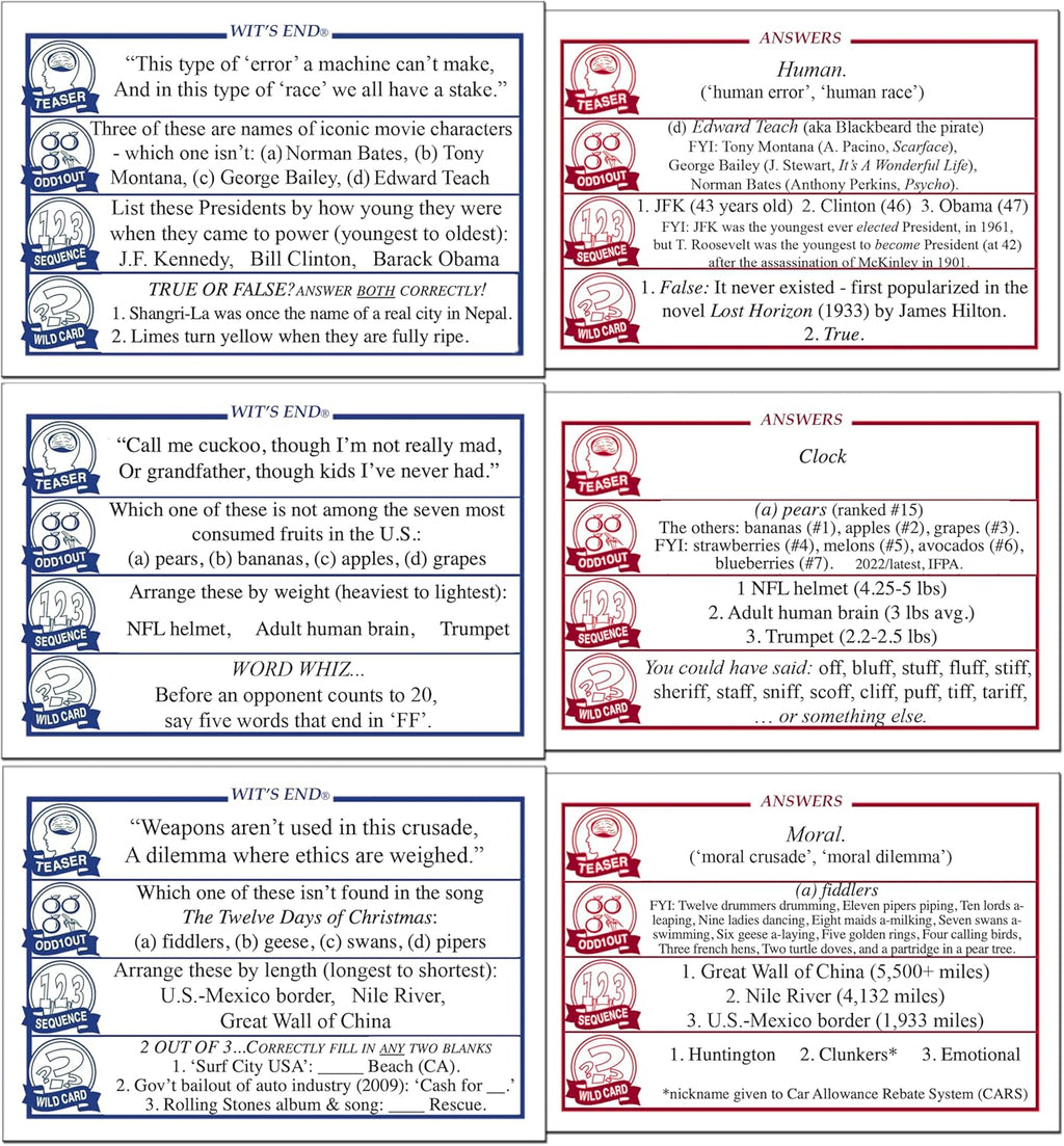 Wit's End — Smart, Mind-Bending Trivia & Brain Teaser Game ese Will Challenge tu Wits & Knowledge — Adult & Family Night Fun