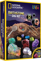 National Geographic Birthstone Dig Kit con 12 Genuine Gemstones para Kids