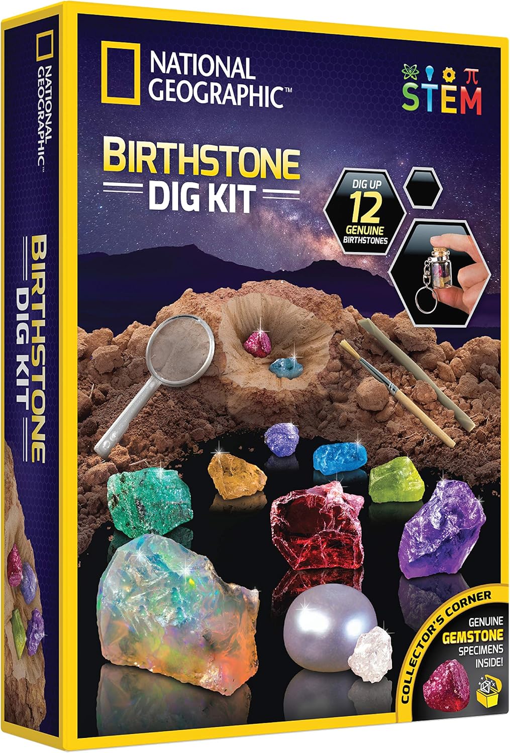 National Geographic Birthstone Dig Kit con 12 Genuine Gemstones para Kids