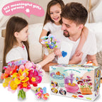 Kit de ramo de flores de tela rosa y morado, regalo educativo para niñas