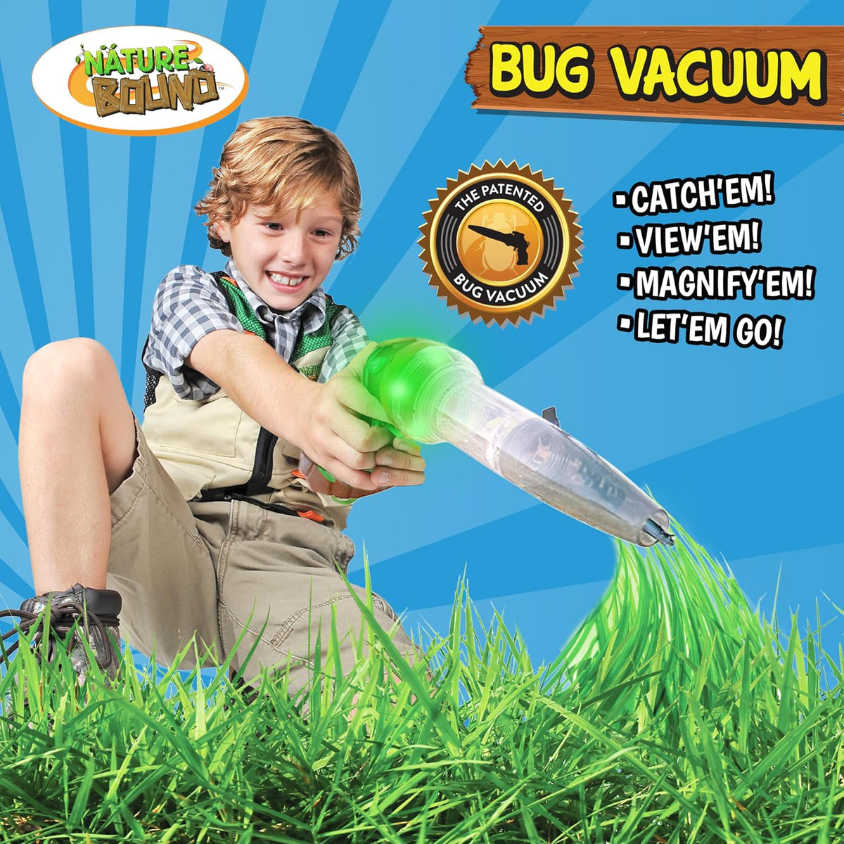Nature Bound - Juguete para atrapar insectos, aspiradora de insectos ecológica, atrapar y liberar para jugar en interiores y exteriores, edades de 3 a 12, kit completo para niños (Estilo mejorado)