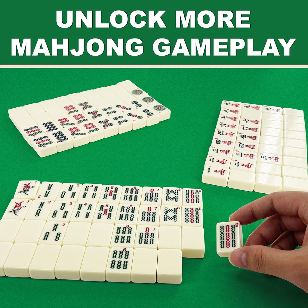 Juego completo de mahjong americano de 1.2 pulgadas de 166 azulejos – Juego completo de viaje con bonitos azulejos Mah Jongg para principiantes, adultos, personas mayores, mini mahjong