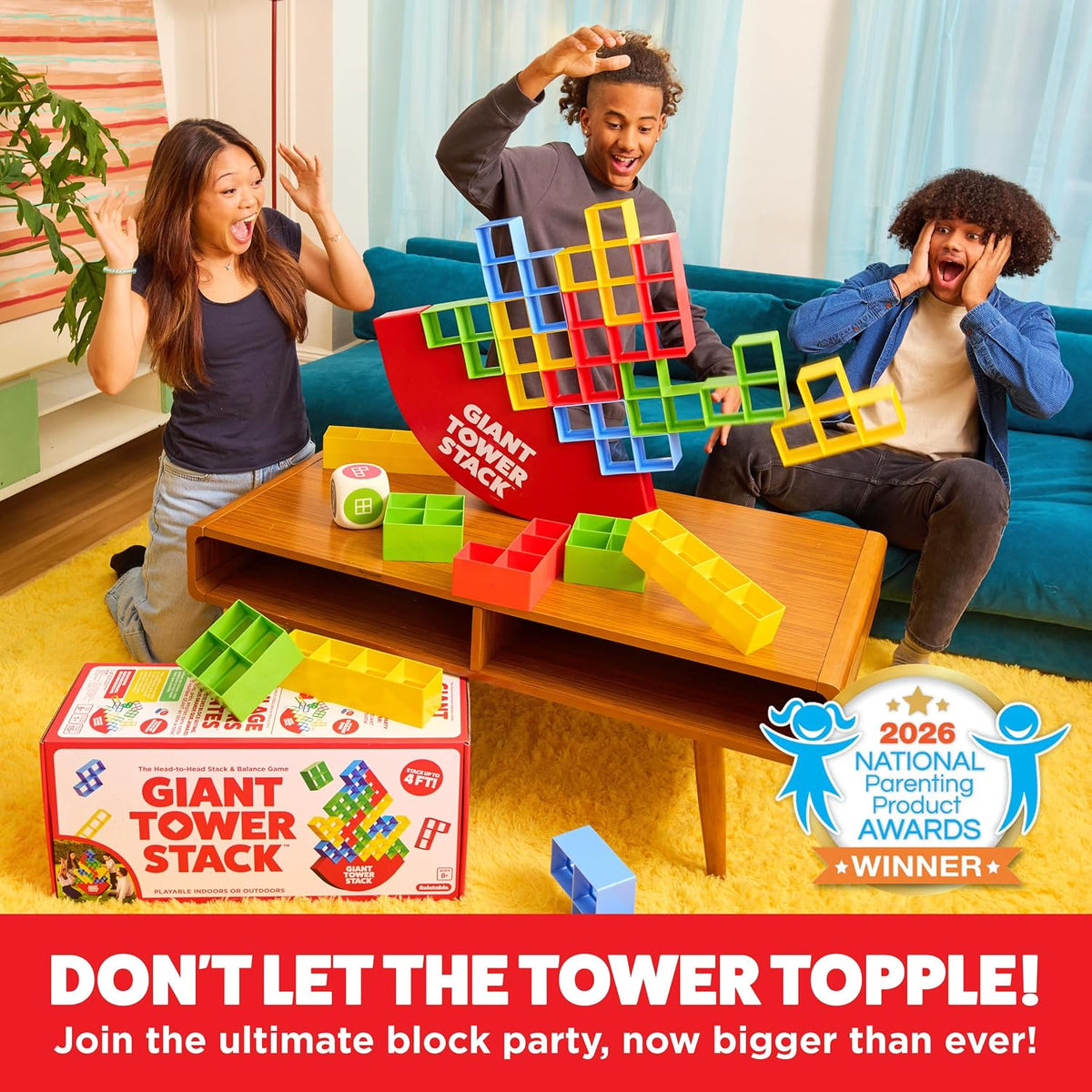 Pila de torre gigante: el juego de equilibrio de bloques jumbo de Relatable