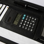 cossini Premium Business portafolios/portadocumentos de piel sintética con cierre y funda interior para tablet de 10.1 pulgadas (Bonos: Libreta de notas, calculadora, bolígrafo y eBook)
