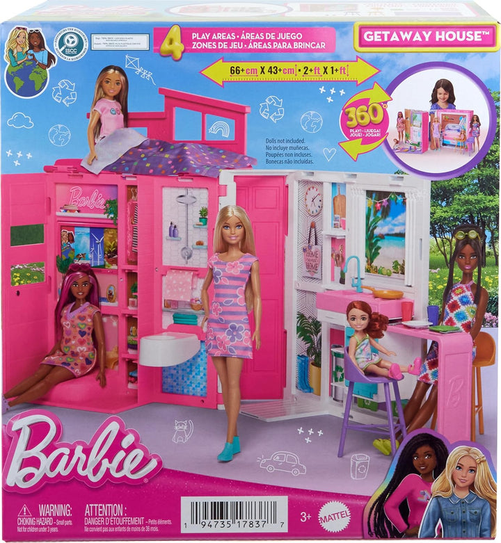 Barbie Juego de casa de muñecas, casa escapada con 11 accesorios qu...