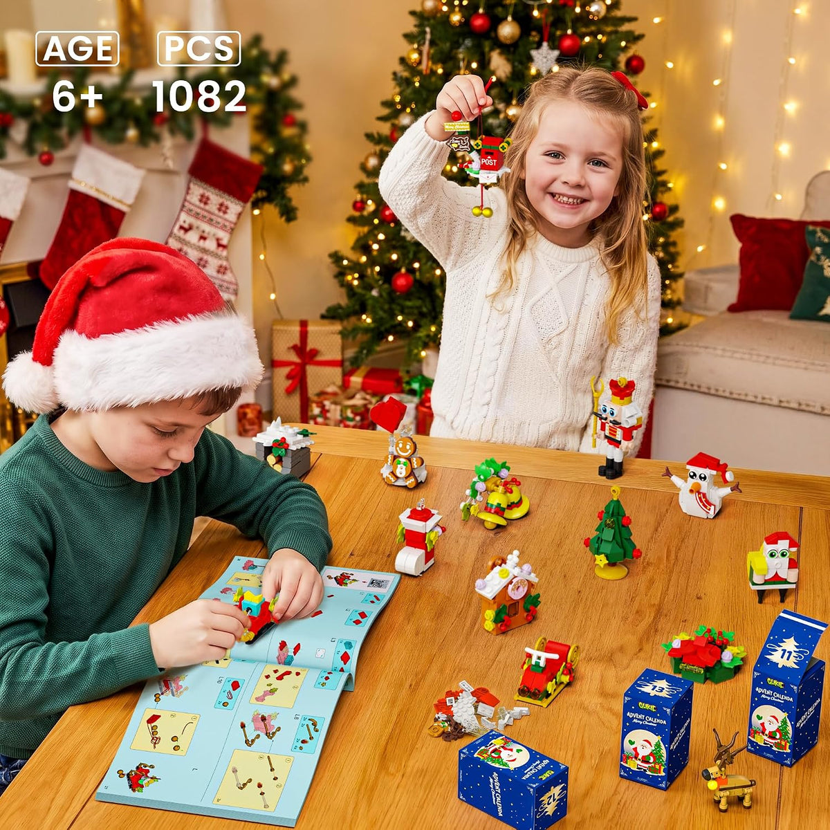 Calendario de Adviento de Navidad 2026, 24 mini adornos de construcción