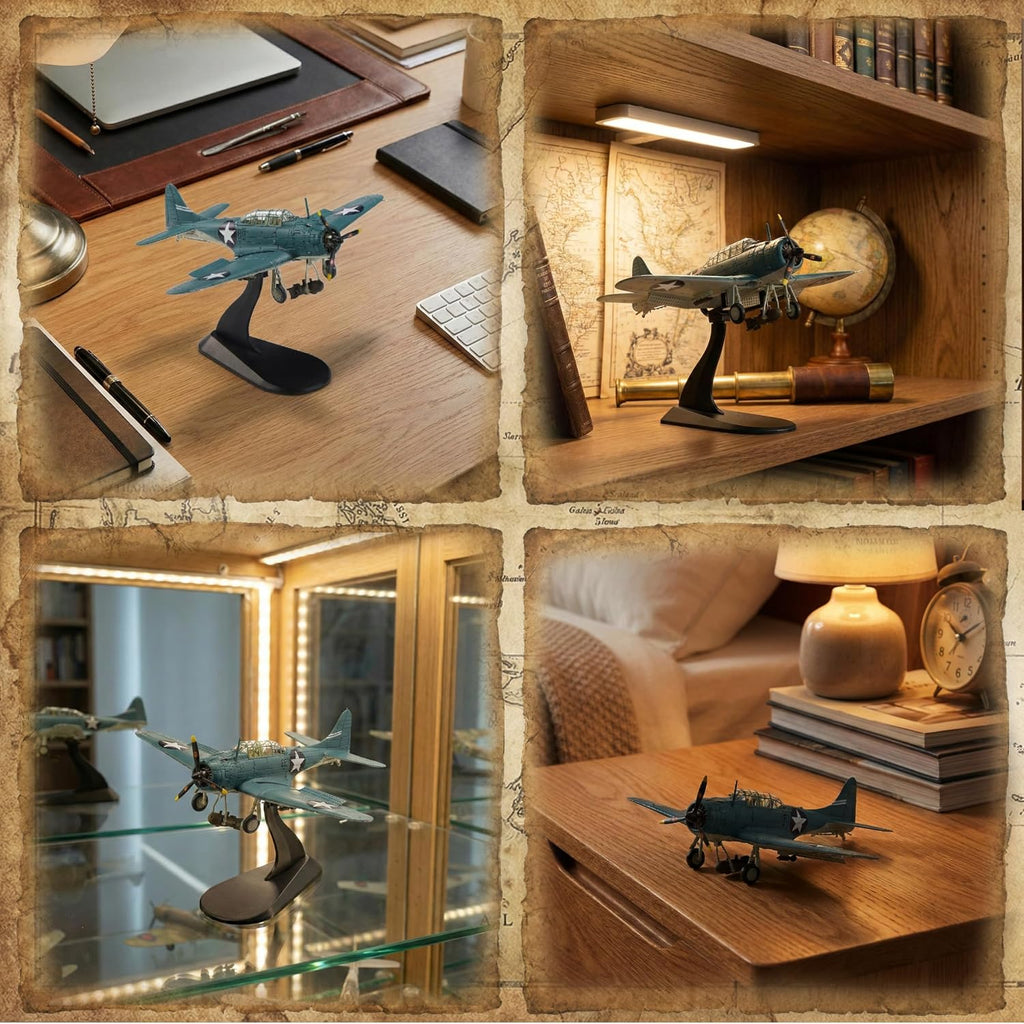 SBD Dauntless - Aviones fundidos a presión, escala 1/72, modelo de avión de metal para coleccionista, entusiasta de la aviación, coleccionable prémium con soporte de exhibición