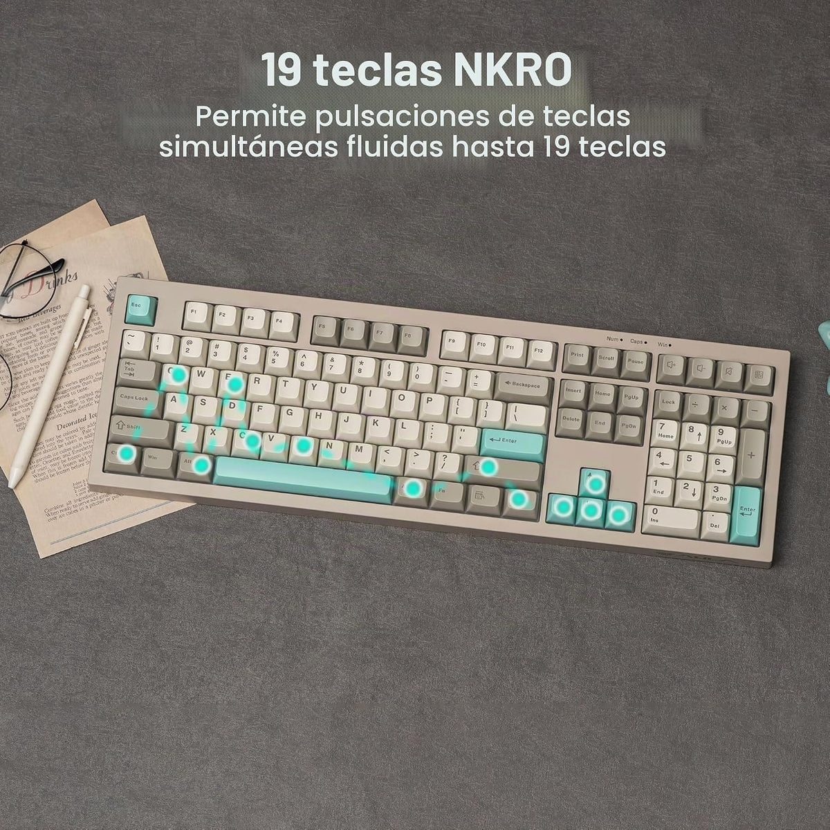 MechLands Aula S102 - Teclado de membrana para juegos con teclado n...