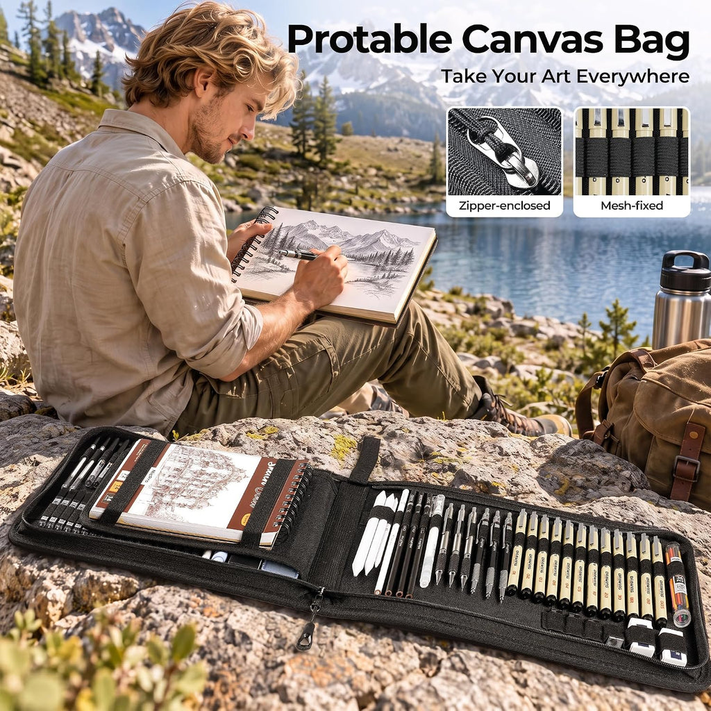 Nicpro Kit de 180 suministros de dibujo artístico, suministros de arte
