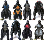 Godzilla Toys - Juego de 8 figuras de acción articuladas para cumpleaños infantiles 2019, Rey de los Monstruos Ardiente Heisei Mecha Ghidorah, paquete de plástico mini dinosaurio Playsets para tortas