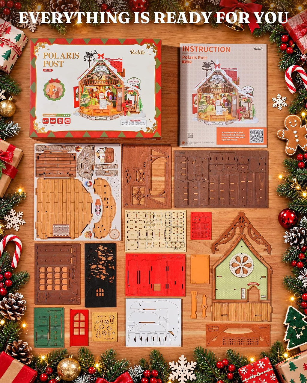 Rolife Kit de casa de muñecas en miniatura de Navidad, casa de bricolaje de