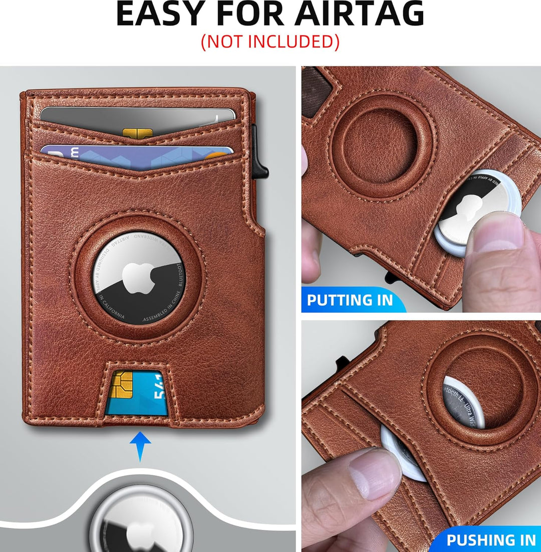 Miyozi - Billetera Airtag para hombre, con clip de dinero, estuche...