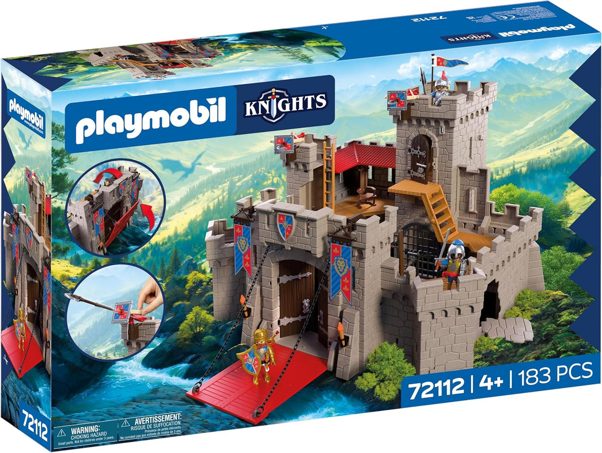 Playmobil | Caballeros | Castillo de Caballeros Leones | Castillo con puente levadizo, cañones y trampilla | Juguete de castillo de caballeros para niños mayores de 4 años | 72112