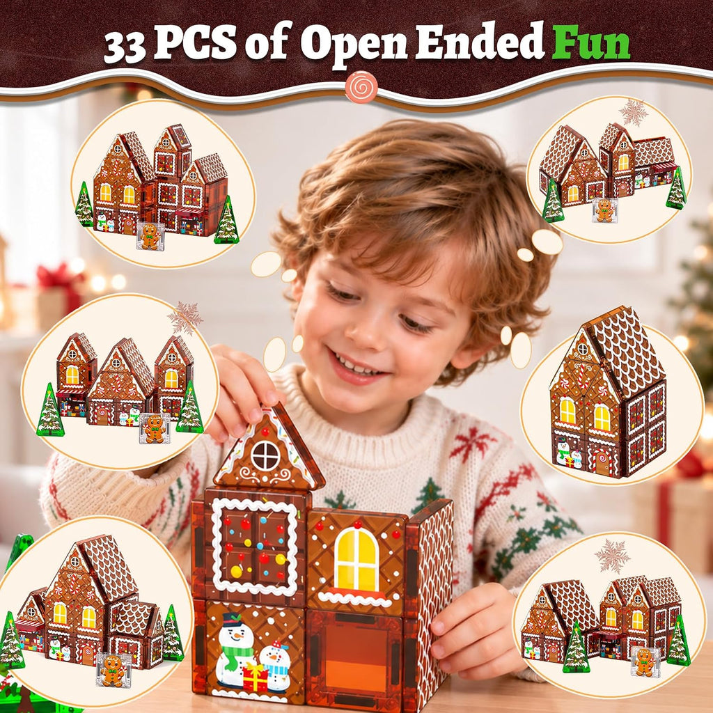 Kit de casa de pan de jengibre, azulejos magnéticos para niños de 4 a 8